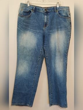 Lauren Ralph Lauren Women 18W Blue Denim Jeans High Rise Straight Leg Plus Size